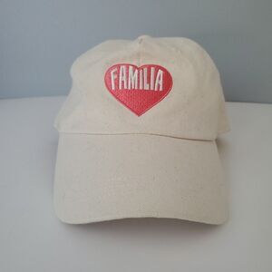 Latino Heritage Month Beige Pink Heart Familia Adjustable Baseball Hat Womens